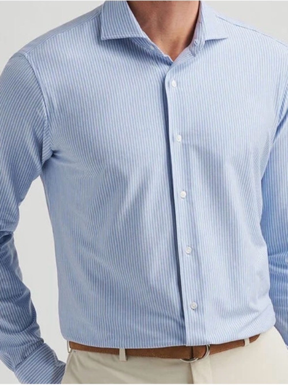 Pristine Peter Millar Crown Crafted  Excursionist Flex Thin Stripe Sport Shirt